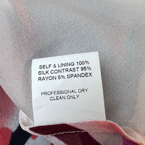 Poleci Women's Multicolor Lined Silk Abstract Midi Asymmetrical Dress Size 6 - Picture 6 of 9